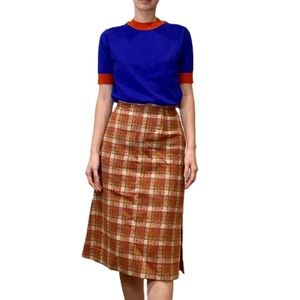 Vintage Plaid Midi Skirt